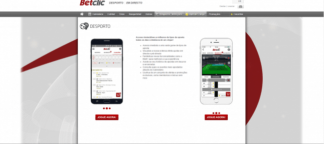 Interfaccia dell'app mobile Betclic su smartphone
